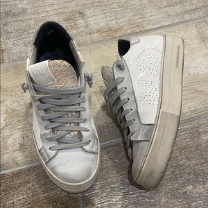 P448 Women's White Gray Sneakers with Iridescent Detail Size 39 (~8.5)